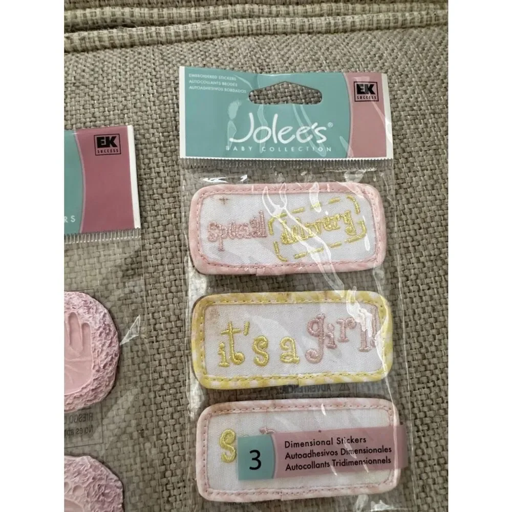 NWT Assorted Baby Girl Sticker and Embellishment Lot - Pink